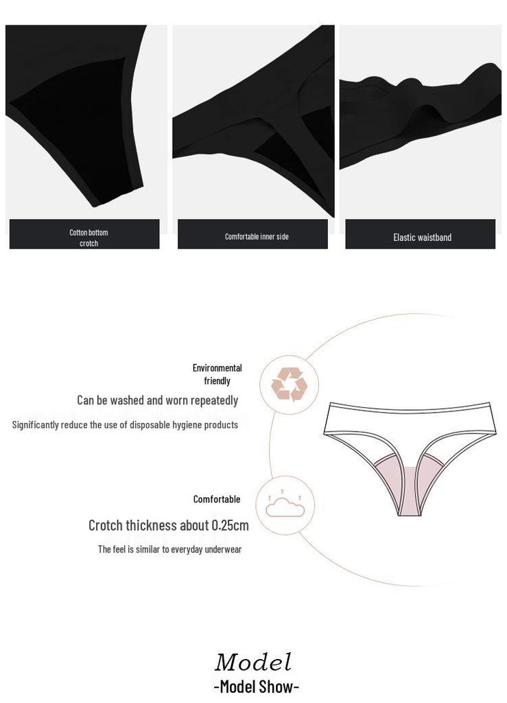 4-Layer Absorbent Menstrual Thong - Pure Cotton, Breathable, Anti-Leakage