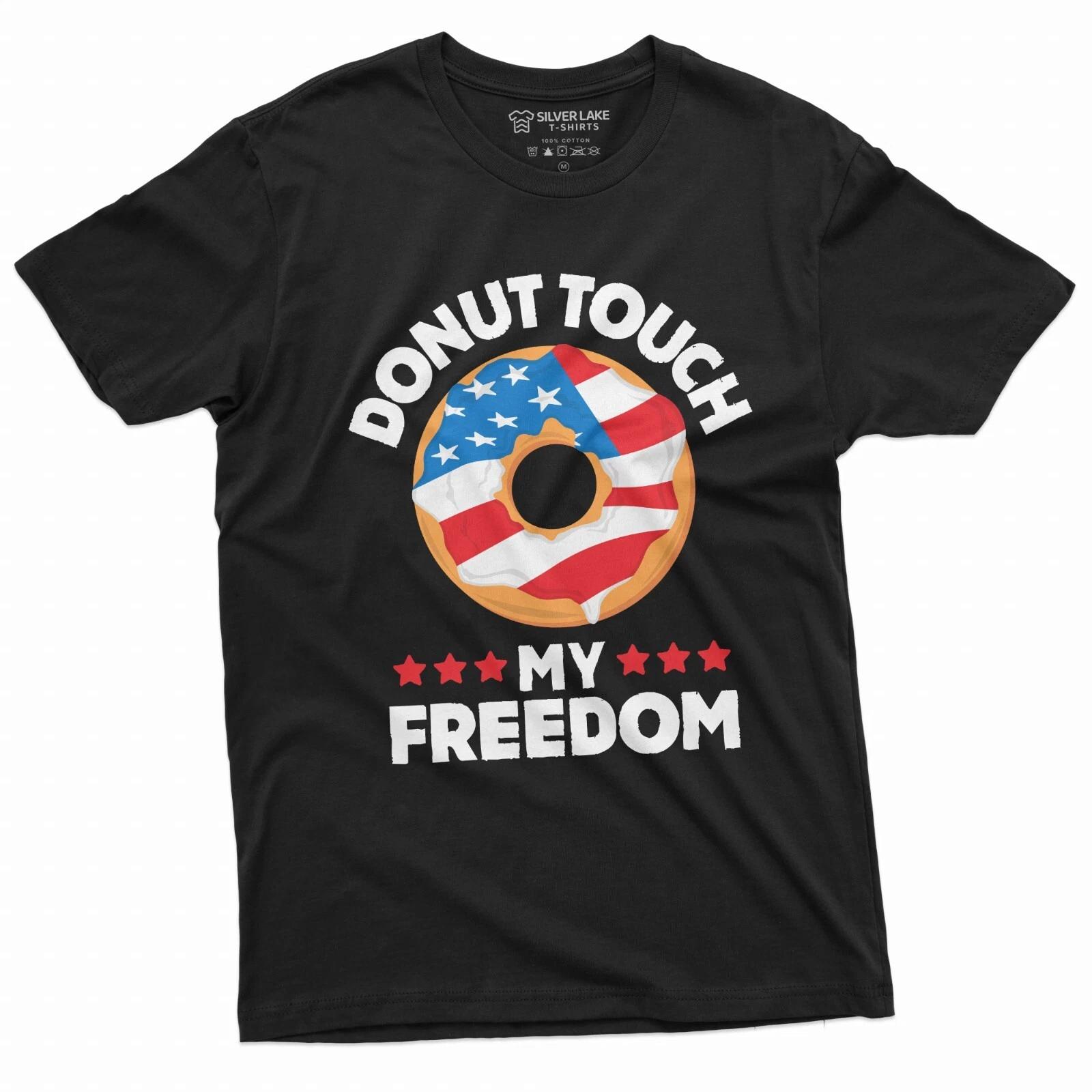 Четвертое июля Смешная Футболка DONUT не трогай мою Свободу Мужская Женская 4-е классная Футболка XXXXL