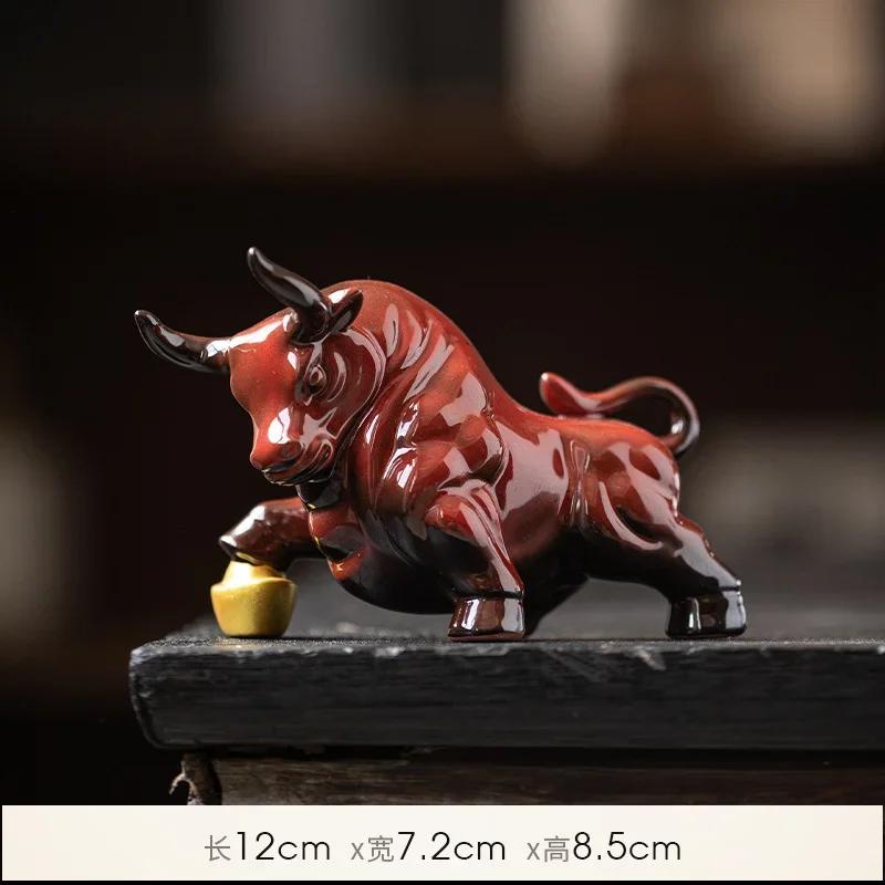 

1 шт. керамический красный зодиакальный бык украшение для дома гостиная счастливое украшение офис талисман новоселье подарок украшение стола