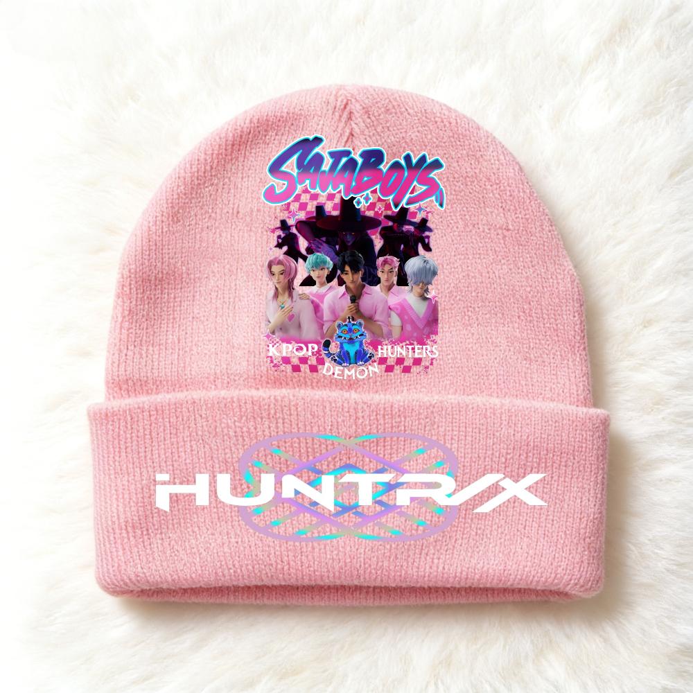 Berretto lavorato a maglia per bambini con stampa Anime Kpop Demon Hunters, Filato di lana, Stagione autunnale, Stagione fredda, Cappello alla moda per bambini, Copricapo, Abbigliamento