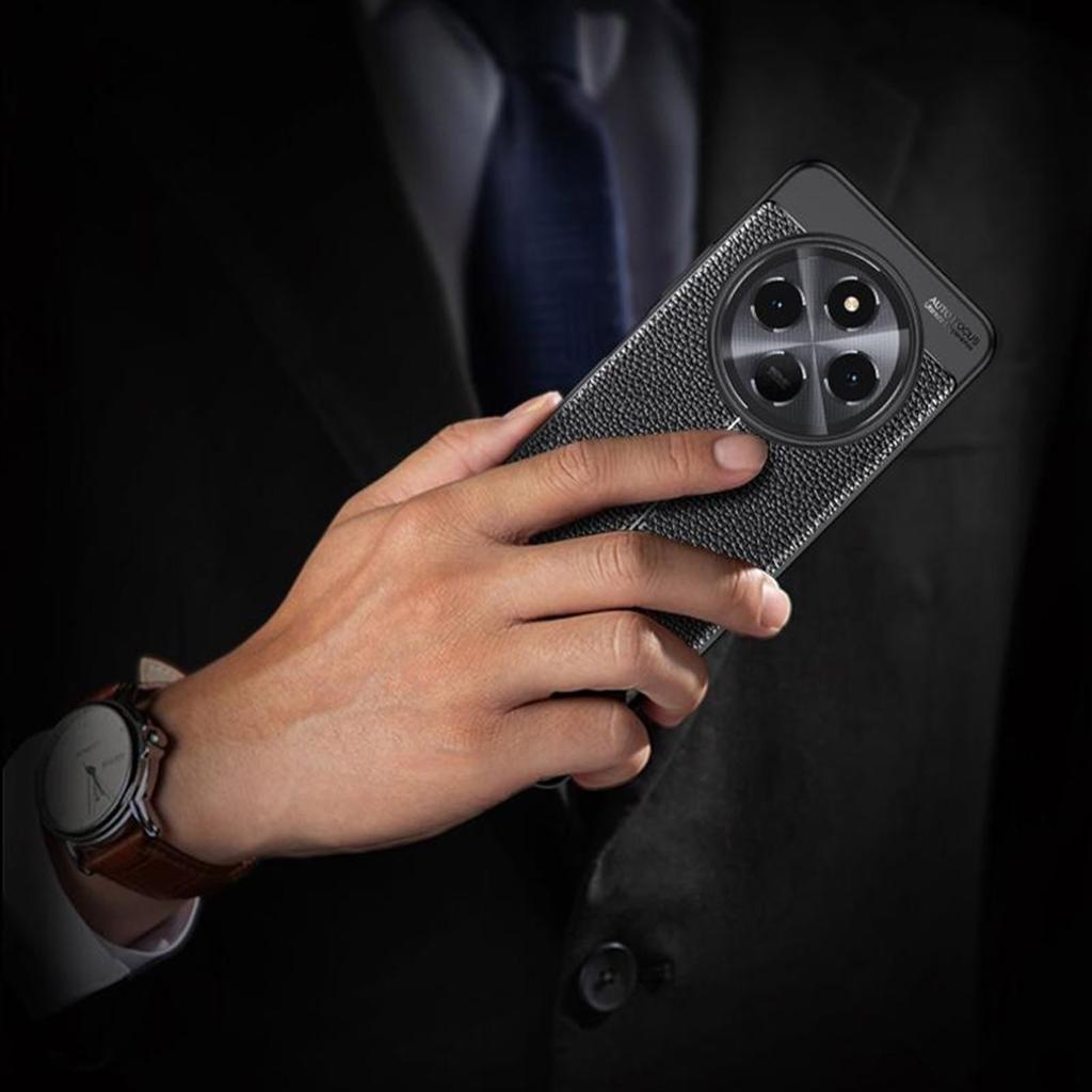 For Xiaomi Poco C75 4G/Redmi 14R 5G/14C 4G Case Litchi Texture TPU Flexible Phone Cover,Black