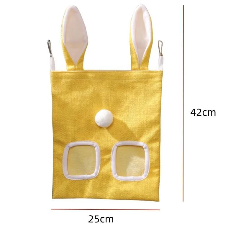 Rabbit Hay Feeder Hanging Pouch Bunny Feeding Bag Storage Hay Holder for Guinea Pig Hamster