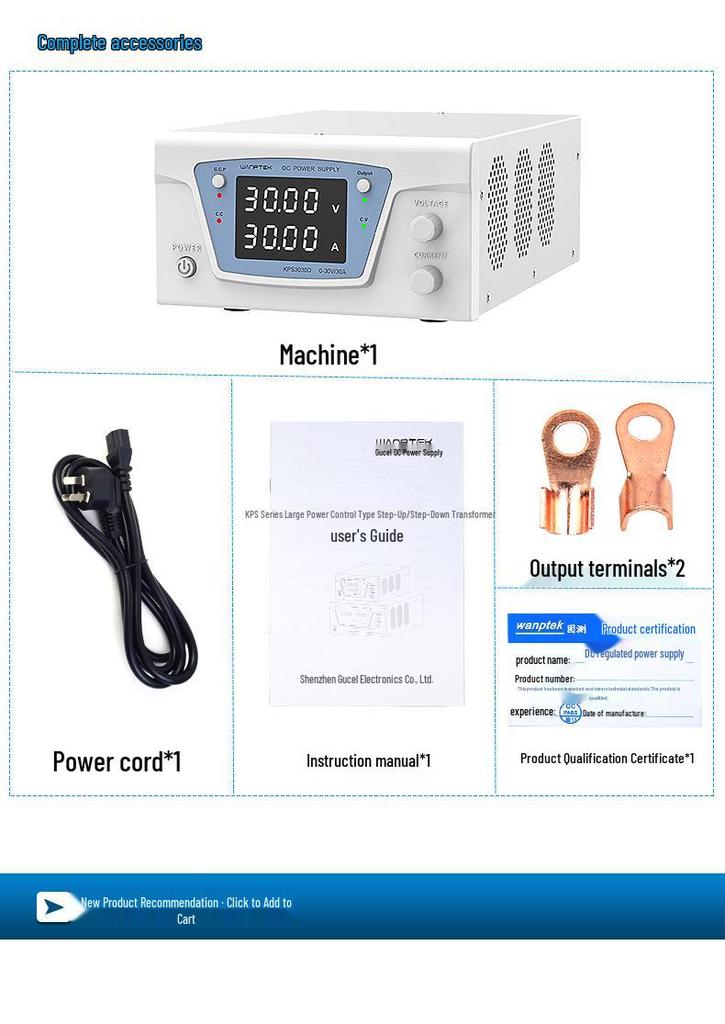 GuCe KPS1560D Adjustable DC Power Supply, 15V 60A, for Laboratory Testing and Battery Charging