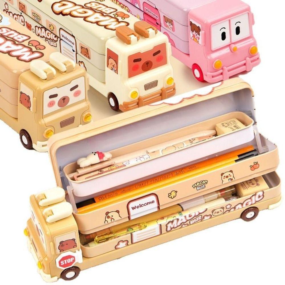 Capybara Pencil Case Bus Shape Stationery Organizer New Stationery Storage Box  Students