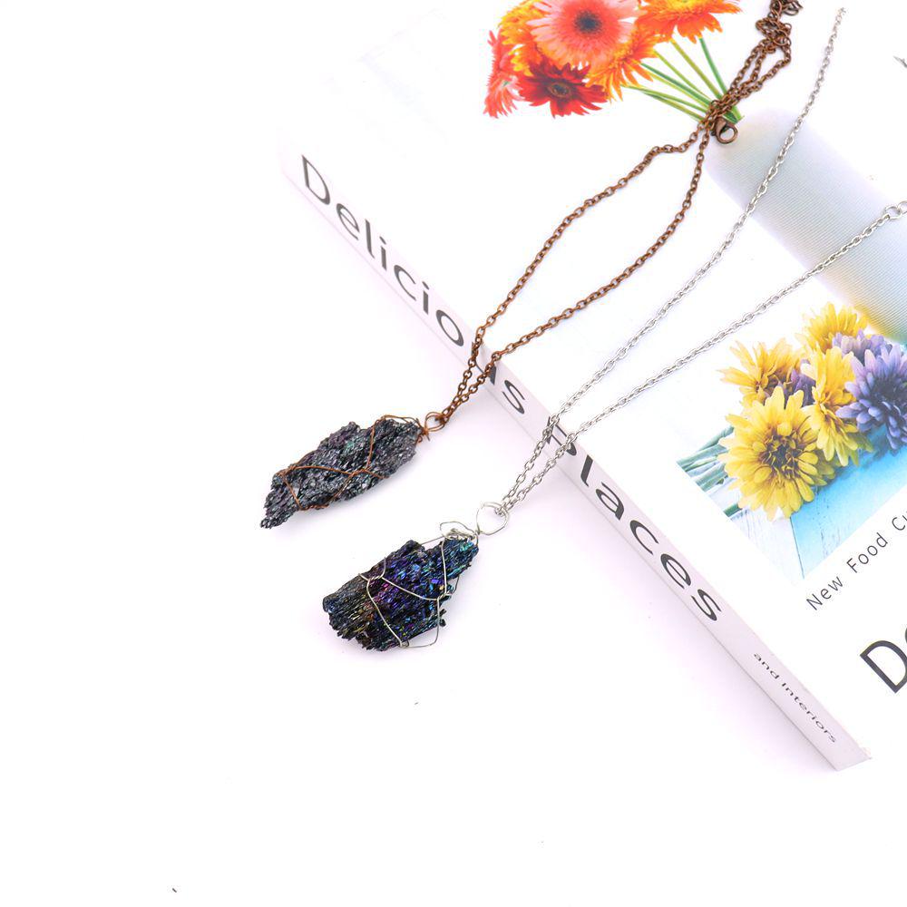 Handmade Wire-Wrapped Colorful Gemstone Pendant Necklace (N724)
