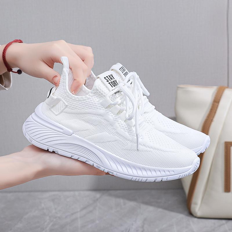 Fashion Autumn Women's Lace Up Flat Shoes Outdoor Fashion Black Lightweight Black Running Shoes Breathable Mesh Casual Sports Shoes