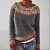 European & American Women's Color-Block Round Neck Fashion Pullover Sweater