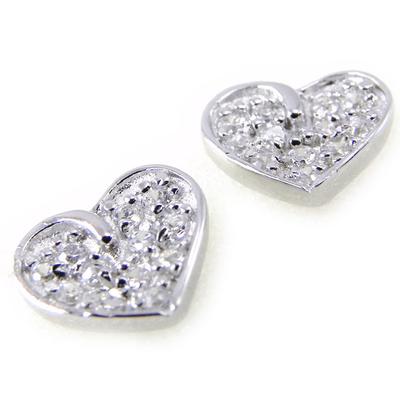 [H0459] - 'Love Divine' White Silver Earrings