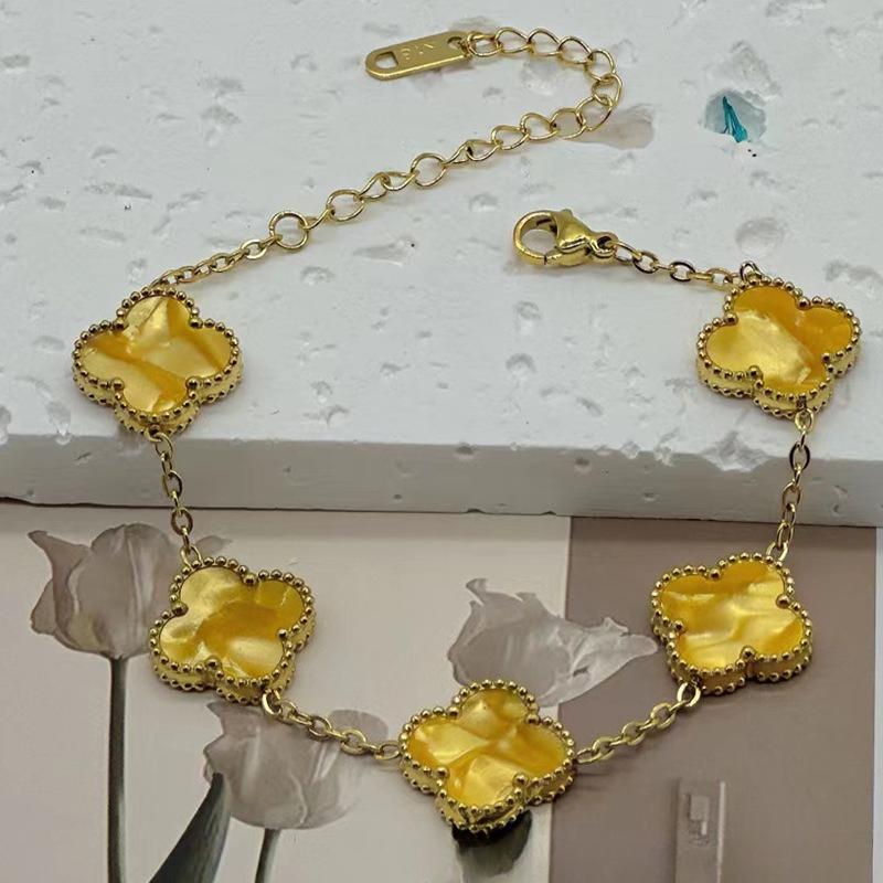 New Shiny Four-leaf Clover Bracelet Five-flower Fashion Sense Hand Jewelry Simple Jewelry
