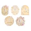 Baby Monthly Milestone Ornaments, Wooden Growth Markers with 3D Bow And Flower Decoration, Baby Monthly Milestone Cards for Baby Photos Keepsake