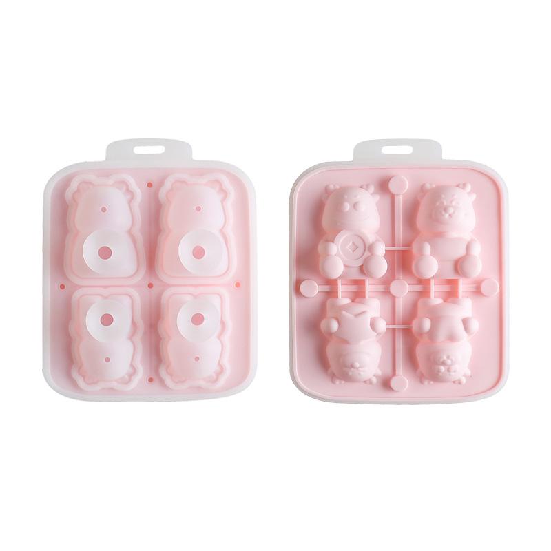 Καρτούν Σιλικόνης Παγοθήκη, Μίνι Φόρμες Πάγου με Καπάκι, Εύκολη Αφαίρεση Παγοθήκες για Ουίσκι, Κοκτέιλ, Χωρίς BPA