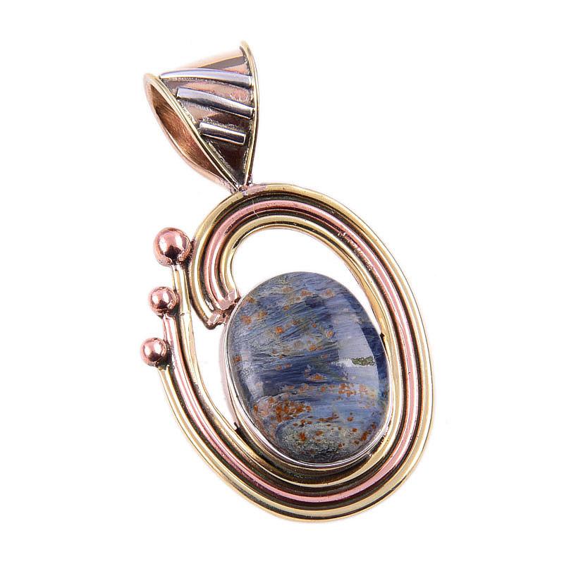 Natürlicher Pietersit Edelstein 925 Massiver Sterling Silber Zweifarbig Anhänger 1,50" i8q13