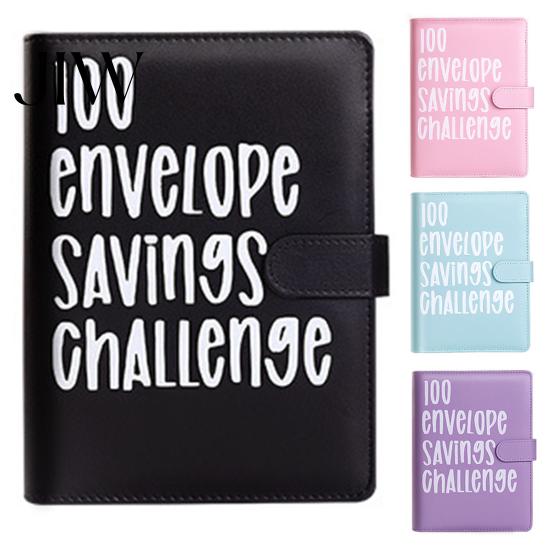 Saving Money Challenge Book 100 Envelope Savings Kit PU Binder with Numbered Pockets 100-day And Progress Trackers A5 Budget Planner for Couples
