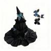 Tall Pointed Cone Top Halloween Hat Gothic Ruched Masquerade Cap  Halloween Party