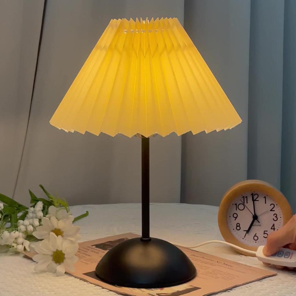 Nordic Bedroom Bedside Desk Lamp Home Fabric Lampshade Dining Bar Table Lamps USB Pleated Atmosphere Light Indoor Decoration