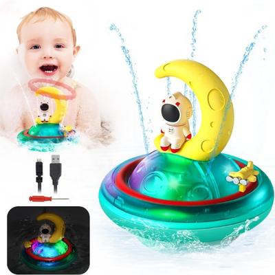 צעצועי אמבטיה מתיזים מים אוטומטית חלל, צעצועי אמבטיה מאירים ירח לפעוטות