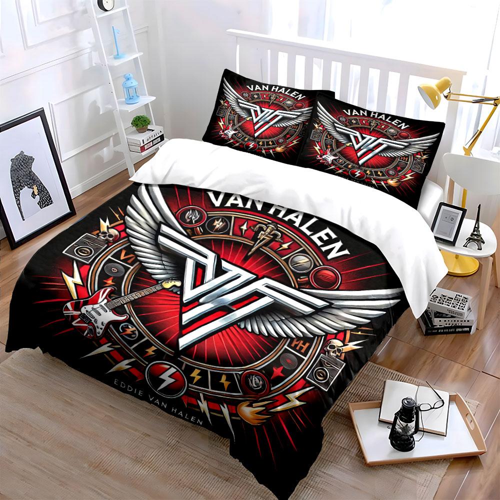 Van Halen Guitar Wings Design Bedding Duvet Cover Set Duvet Cover Pillowcases  (1*Duvet Cover 2*Pillowcases, without duvet insert)