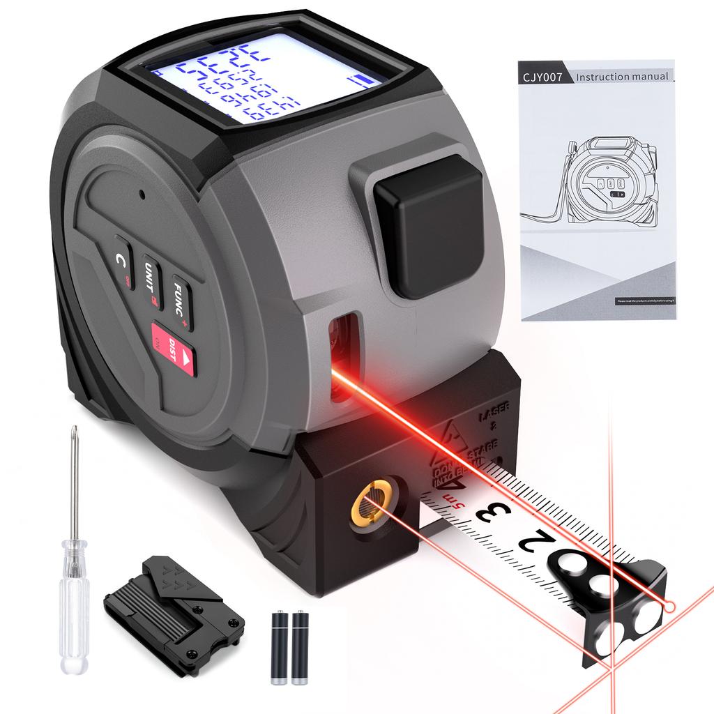 40M/60M Laser Tape Measure 3 in 1 Laser Measure Level-Meter Laser 5M Tape Measure with Pythagorean  M/ft/in Unit Conversion
