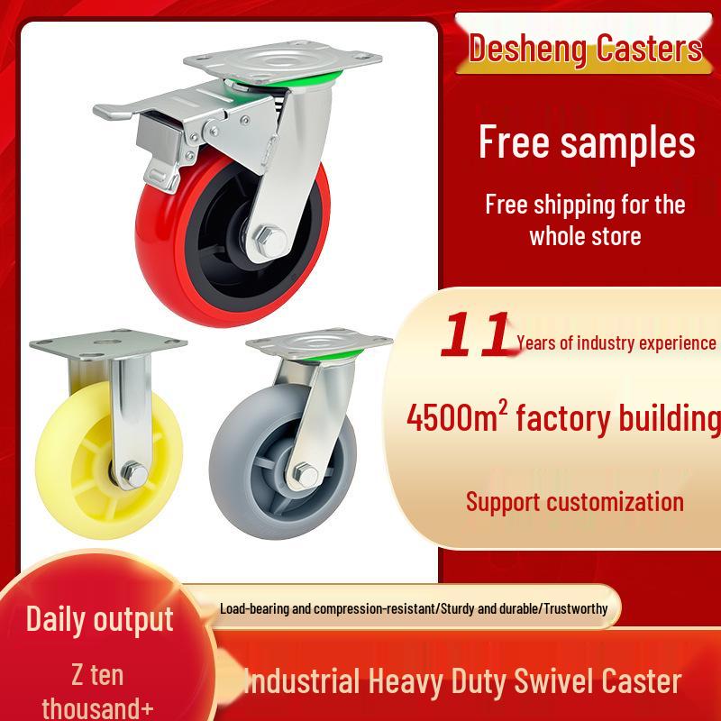 Heavy Duty Hand Truck with 4-8 Inch Swivel PU/TPR Silent Casters & Brakes 4-inch Nylon Directional