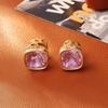 Orecchini a Bottone in Zircone Rosso Raffinati: Rame placcato oro di alta gamma in stile dolce e cool