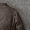 Vintage Yellow Brown Genuine Cow Men Leather Jacket Soft Slim Fit Short Slim Real Cowhide Bomber Coat Spring Autumn