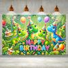 Dinosaur-Themed Happy Birthday Backdrop " Reusable & Easy-Hang Polyester Banner | Perfect For Parties