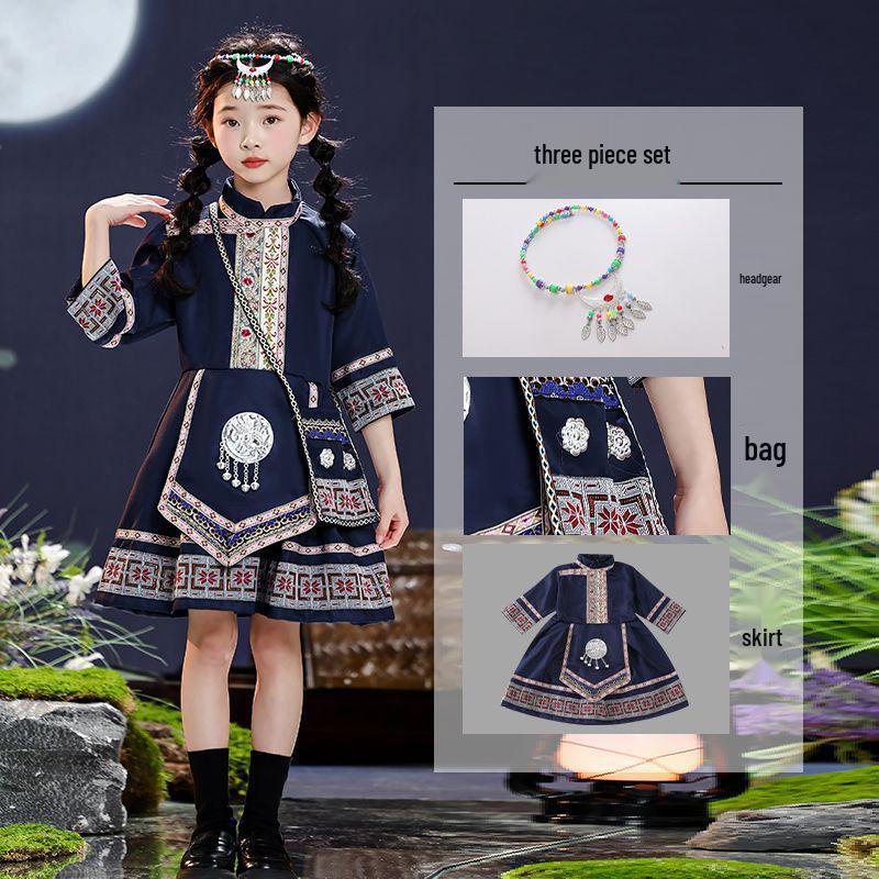 Guangxi Zhuang Ethnic Poetry Recitation Costume for Children's Sports Day