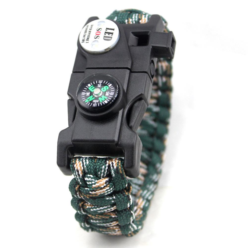Outdoor Multifunction Portable Mountaineering Emergency Survival Bracelet Camping Survival Umbrella Rope Bracelet with Compass  Buckle