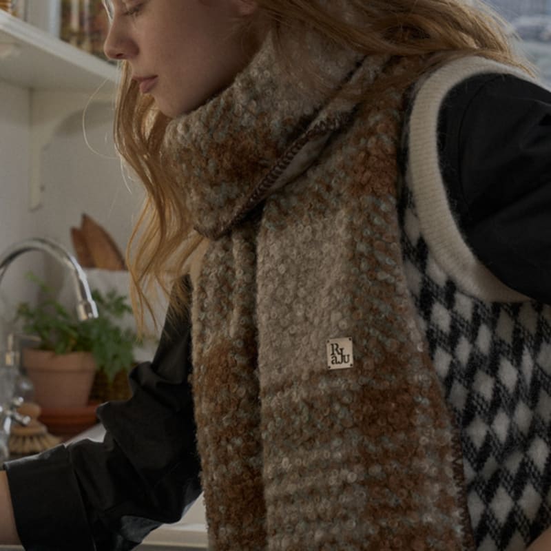 RaJu Curly Plaid Muffler_6 Color