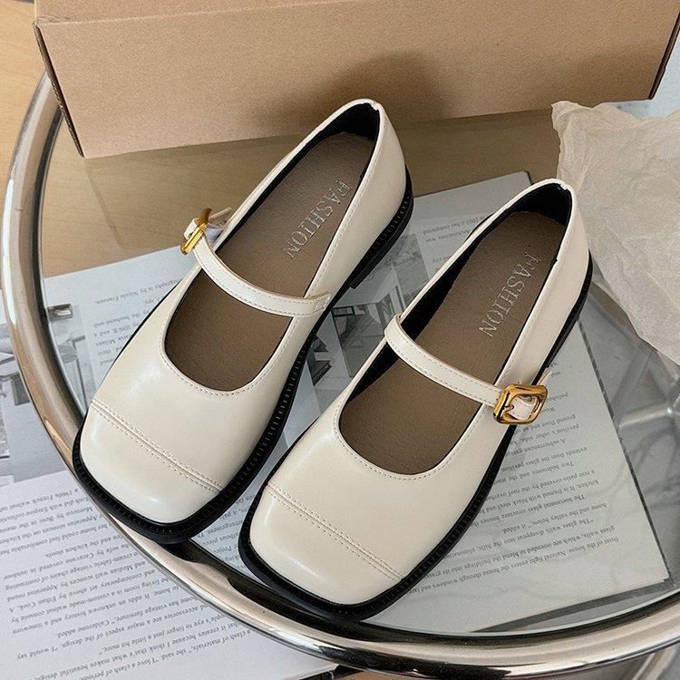 Brown Japanese Mary Jane Small Leather Shoes Women's Small Fragrant Wind Soft Bottom Shallow Mouth One-word Belt Single Shoes Mary Jane Shoes