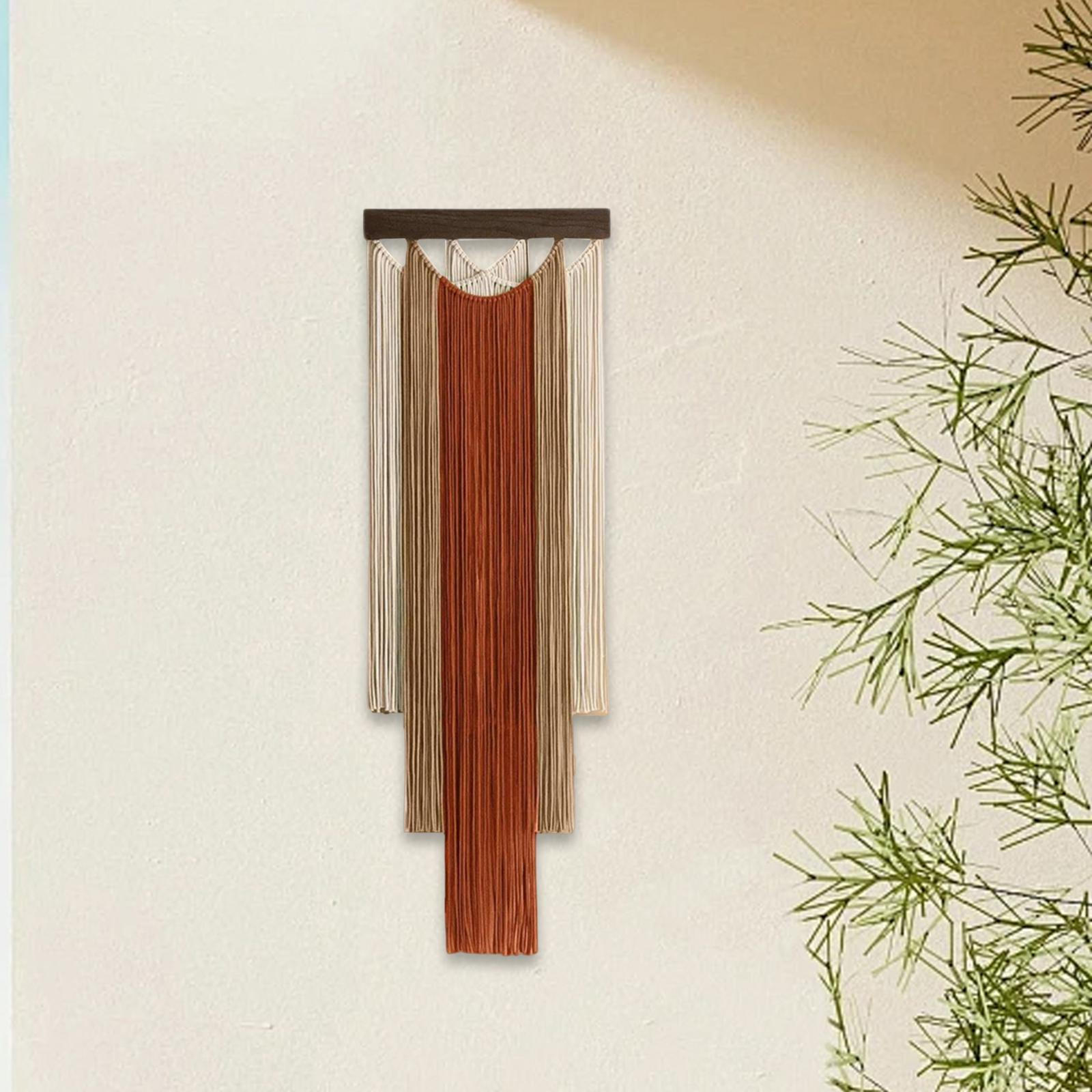 

Boho Wall Hanging Handwoven Made of Wood And Polyester with Fringes Decorated Retro Design Suitable оранжевый