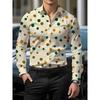 Men's Polka Dot Collar Long Sleeved Shirt Casual Shirt European and American Trend Daily Commuting Formal Top