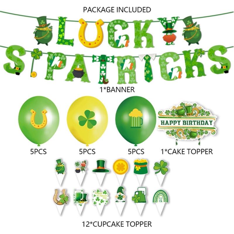 Irish Festival Party Decoration Easy To Install Banners and Cake Toppers Balloons Cupcake Toppers Ribbon Party Supplies