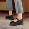 Mary Jane shoes women's thick-soled shallow-mouth single shoes spring round head one-word buckle small leather shoes retro style