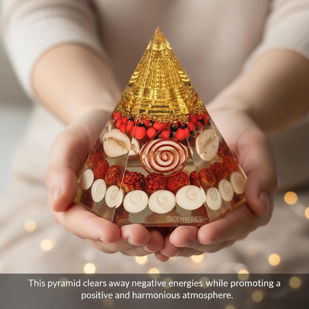 Zenvibes Original Certified Laxmi Pyramid with Gomati Chakra, Rudraksha & Cowrie