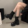 Middle Heel Zip Mesh Fabric Long Sleeved Women's Boots Shoes for Women 2025 New Fashion Summer Breathable Mature Women's Boots