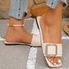 Leisure Slippers Women Casual Flat Low Heels Sweet Basic Women Shoes Solid Leather Metal Decoration Summer Sandals Plus Size
