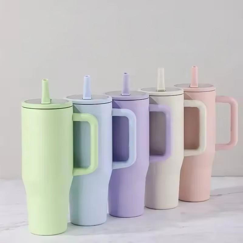 40 oz Insulated Tumbler with Handle Straw Double Wall Vacuum Leakproof Thermal Iced Travel Mug Hot Drink Coffee Cup with Lid