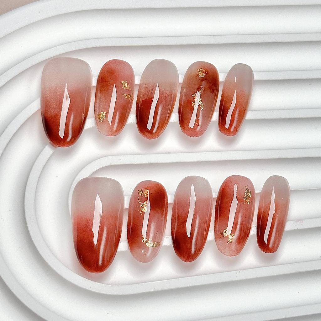 Women Short‑Style Press‑On Nails Pure‑Handmade Cat‑Eye Smudge Simple‑Exquisite False Nail Patches