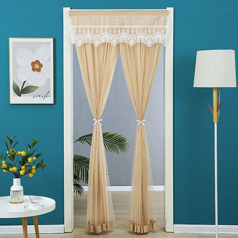 Krajková dvouvrstvá protikomáří závěs na dveře s přepážkou pro soukromí pro všechna roční období