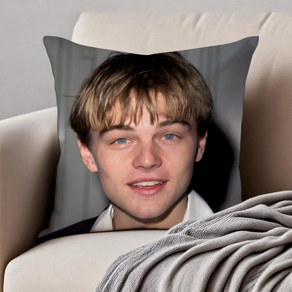 Handsome Actor lLeonardo DiCaprio Cushion Cover Pillowcase Antidustmite Invisible Zipper Short Plush Sofa Cushion