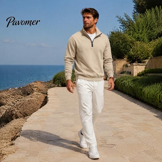 Versatile Weekend Wear Mens Quarter Zip Sweatshirt, Stand Collar Athletic Fleece Pullover, Ribbed Hem Cuffs, Casual Streetwear Hoodie Long Sleeve