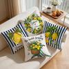 4pcs Navy Lemon Stripe Pattern Cushions Pillowcase Polyester Cushion Cover Throw Pillow Pillowcover Home Car Sofa Decor