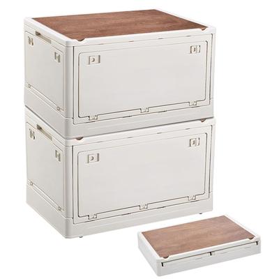RULAYMAN 25L Foldable Storage Box, 2-Piece Set with Outdoor Table and Lid, Stackable, Fully Accessible, Large Capacity for Clothes, Bedding, Toys, and