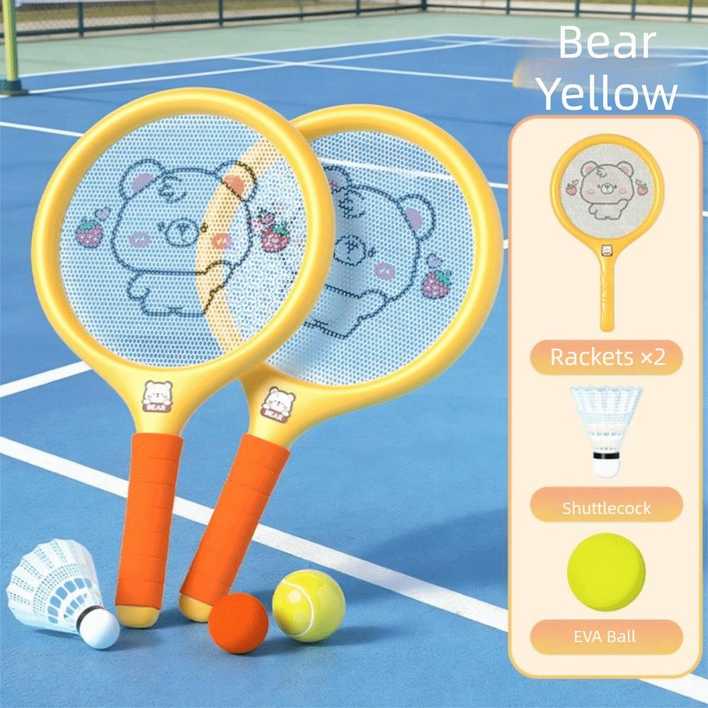 Portable Plastic Rackets with Ball Comfortable Handle Badminton Children’s Toys Adults