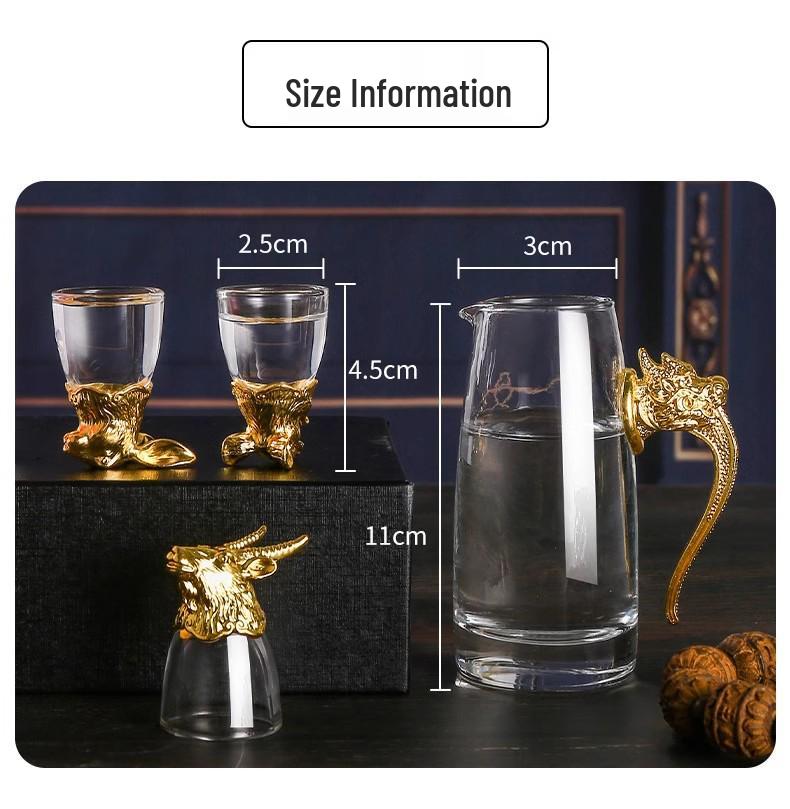 Set Decanter Vino Bianco Dodici Zodiaci Stile Cinese con 12 Bicchierini da Shot