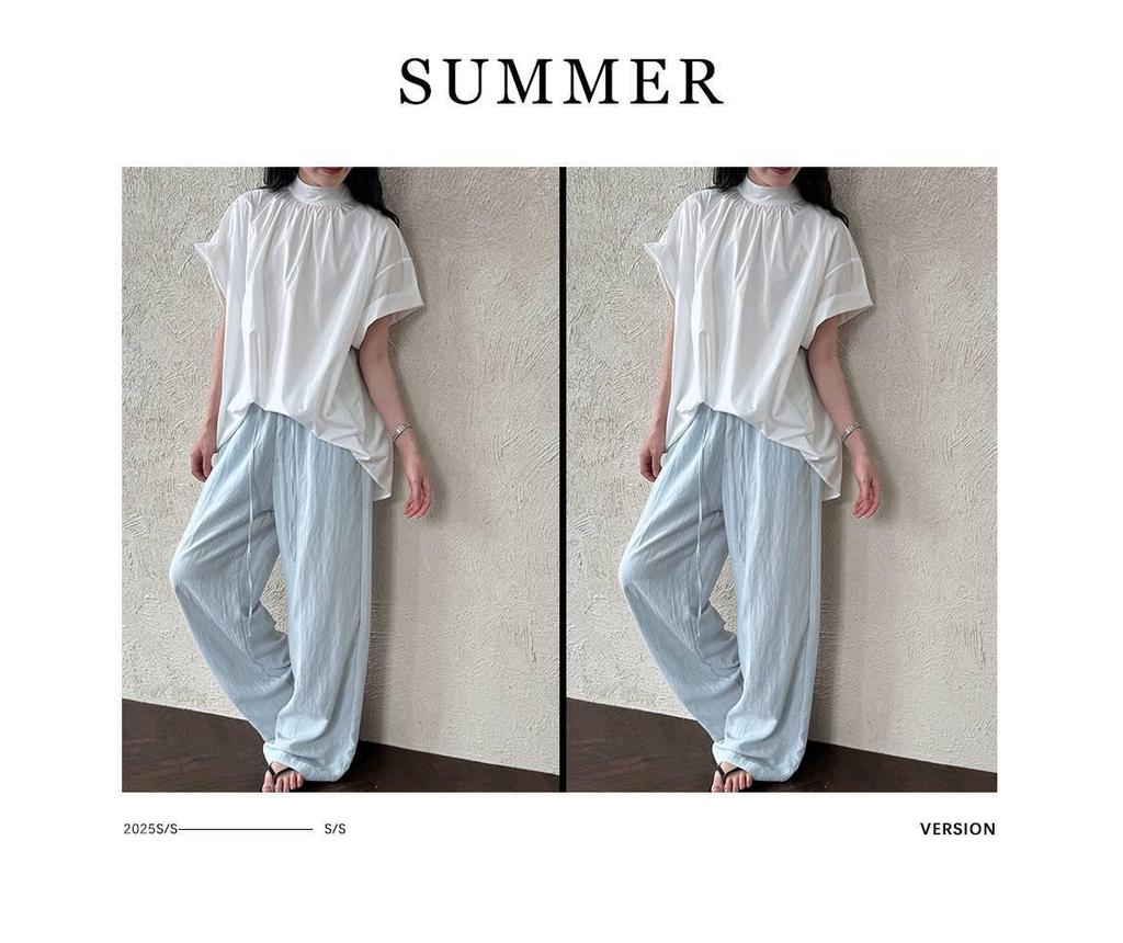 LUXI Women's Tencel Linen Elastic Waist Wide-Leg Summer Pants