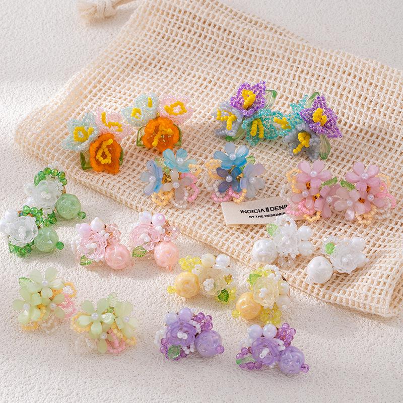 Exquisite Fairy Beaded Flower Earrings - Cute, Lively & Versatile Accessories