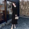 Elegant Bell Sleeve Bodycon Knit Dress and Coat - New Chinese Style for Women, Autumn Winter Collection
