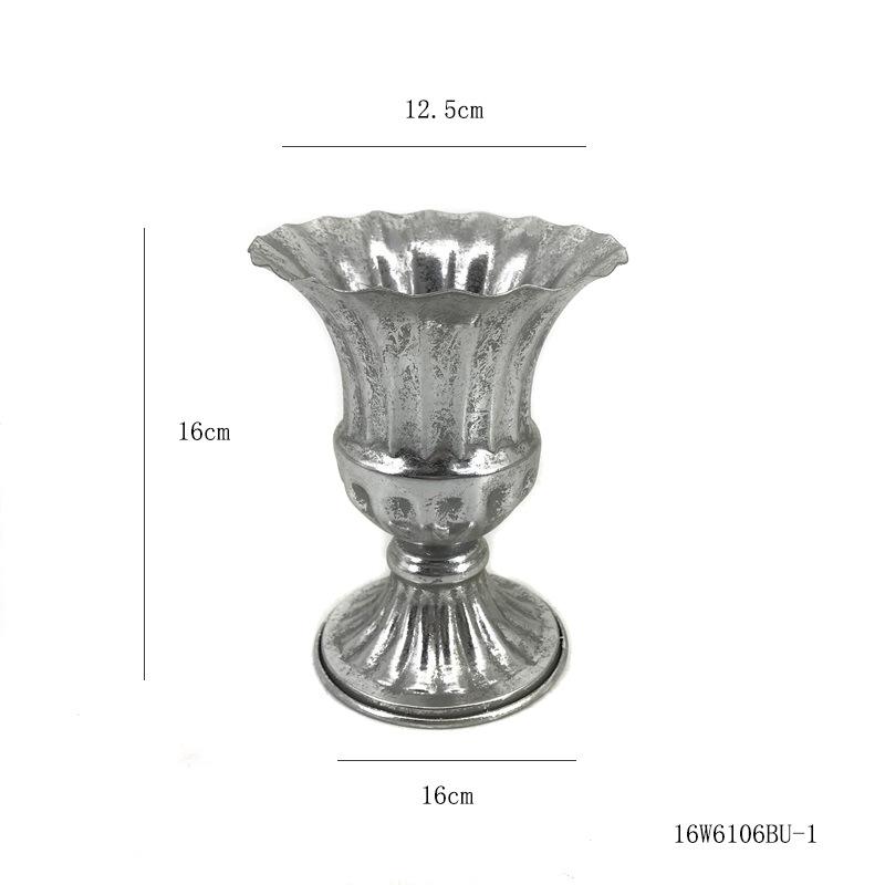 Antique Look Metal Flower Pot - Wedding Table Centerpiece Dried Flower Holder for Home Decor Vintage Style Photo Shoot Accessory